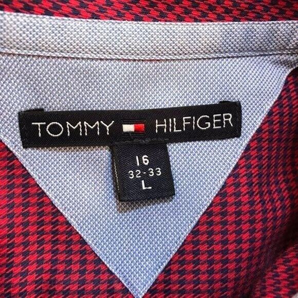 Tommy Hilfiger Men's Button Front Shirt Long Sleeves Herringbone Size 16 32-33 - Picture 6 of 7